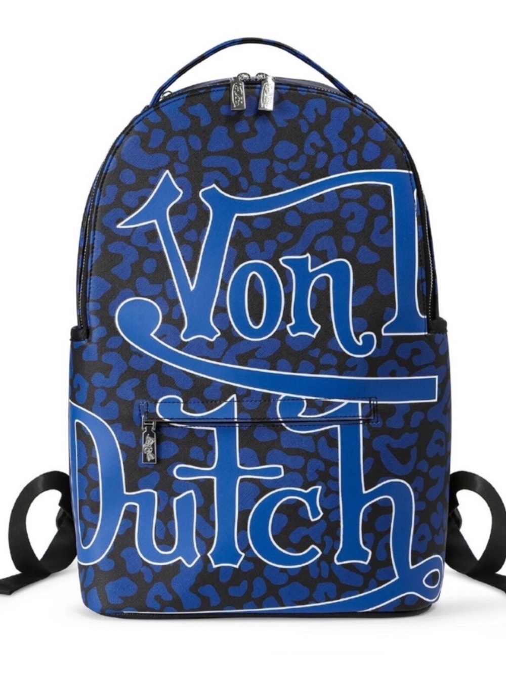 Von Dutch Blue Leopard Print Graphic Large Size Backpack